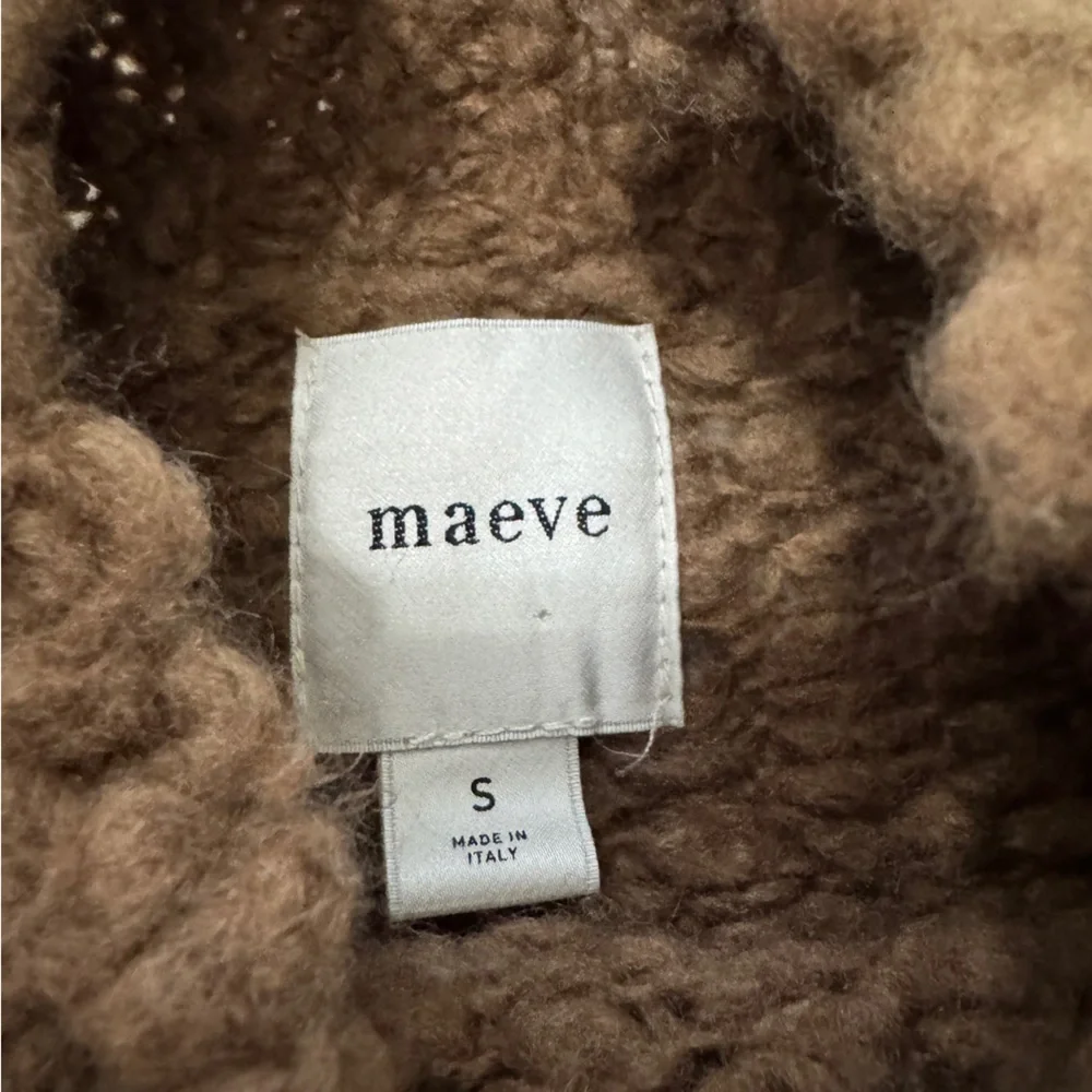 Maeve Small Textured Mock Neck Sweater ~ Brown Cropped Wool Minimal Cozy - Picture 7 of 8